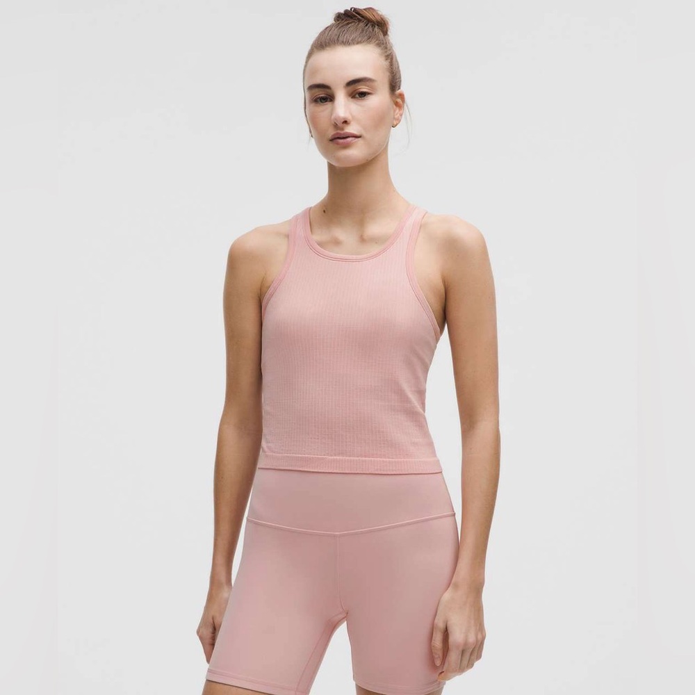 Lululemon Ebb to Street Cropped Racerback Tank Top size 4 Pink Haze